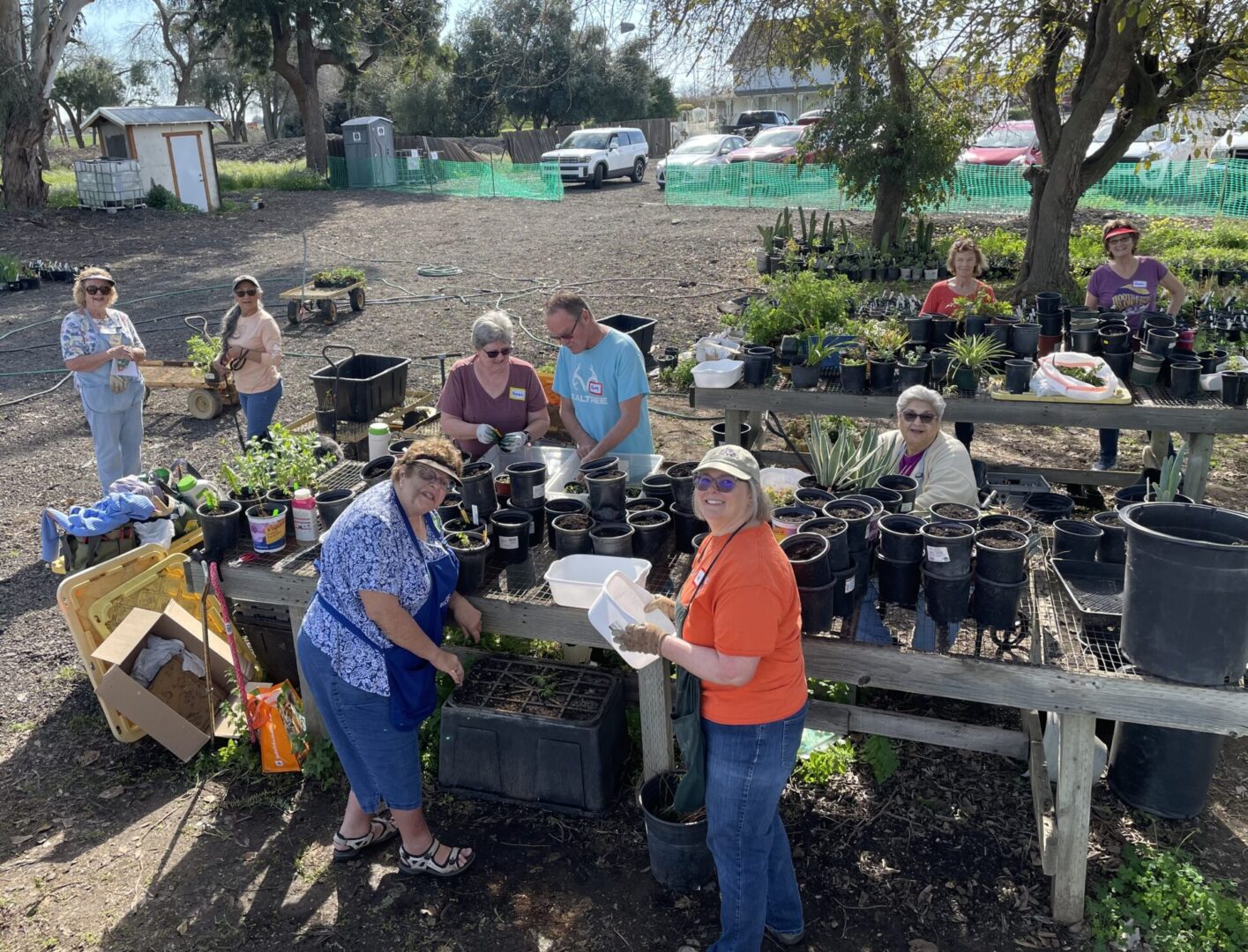 Volunteers gardening at DIG’s Garden in Brentwood CA on a Saturday morning